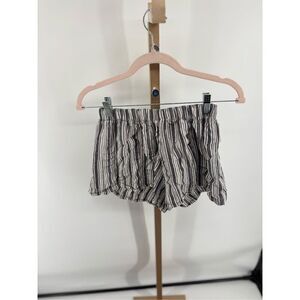 Brandy Melville black white stripe shorts size small 100% cotton elastic waist